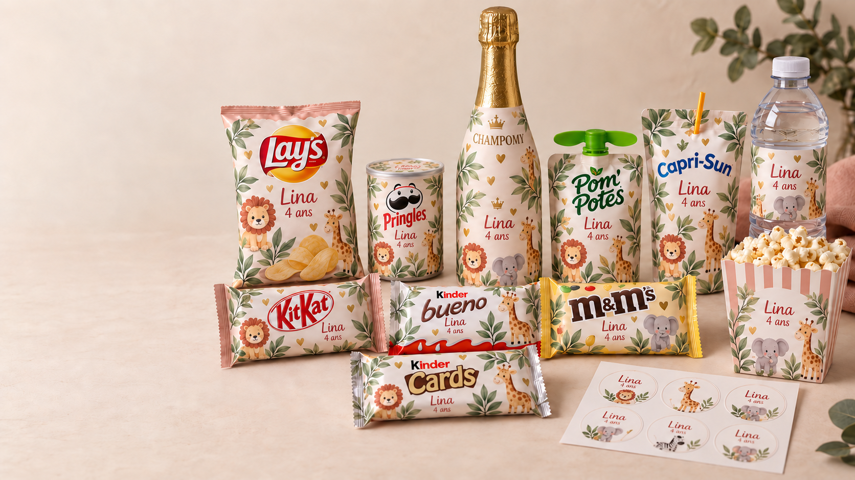 Produits entièrement recouverts par une papeterie d’anniversaire personnalisée réaliste cococinelle_crea